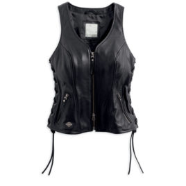 Women's Black Avenue Leather Vest