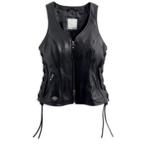 Women's Black Avenue Leather Vest